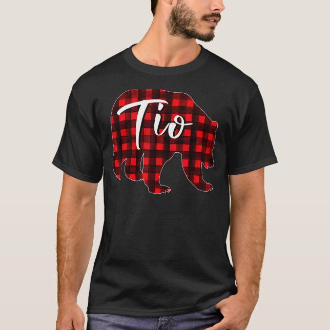 Camiseta Red Plaid Tio Bear Matching Family Christmas pajam (Anverso)