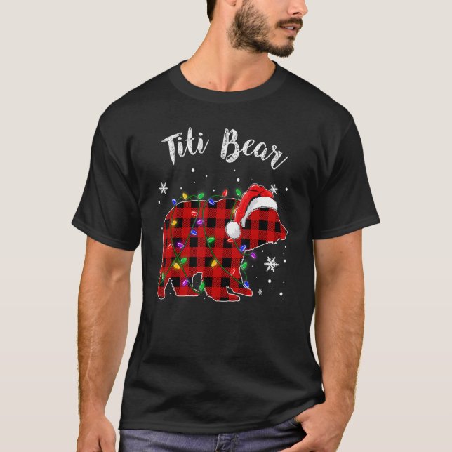 Camiseta Red Plaid Titi Bear Matching Family Christmas Paja (Anverso)