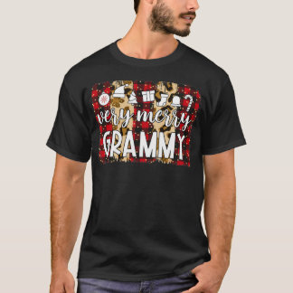 Camiseta Red Plaid Very Merry Grammy Family Matching Christ