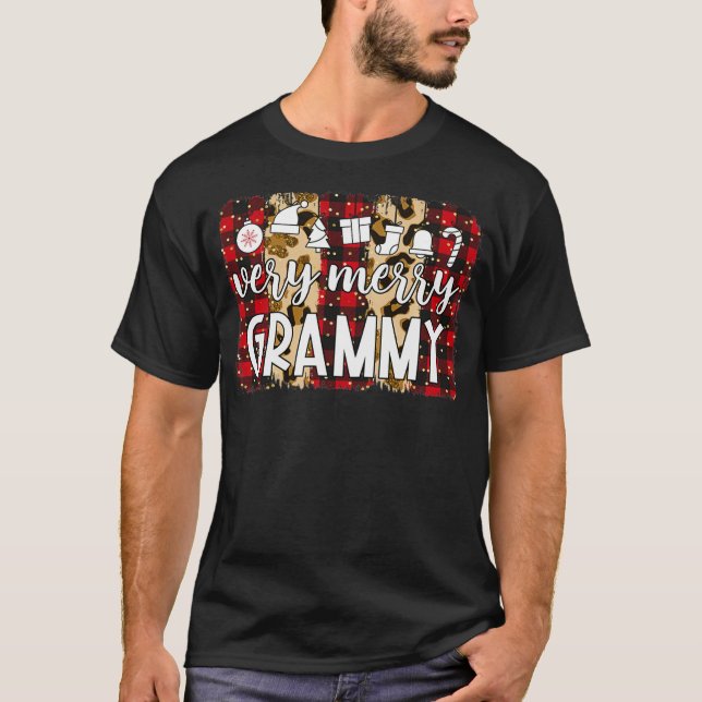 Camiseta Red Plaid Very Merry Grammy Family Matching Christ (Anverso)