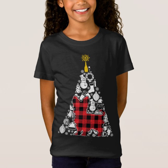 Camiseta Red Plaid Yorkshire Yorkie Dog Christmas Tree Orna (Anverso)