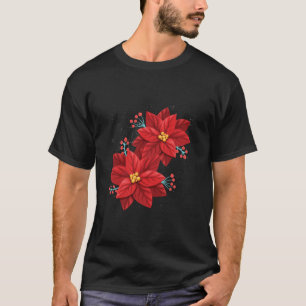 Camiseta Red Poinsettia Merry Christmas Flower Happy Xmas G