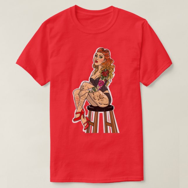 Camiseta Red Polka Dot Pinup (Diseño del anverso)