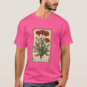Camiseta Red Poppy Flower Plant Lover Cute Tarot Card