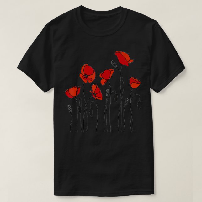 Camiseta Red Poppy flower, Red Botanical Poppies, Poppy  (Diseño del anverso)