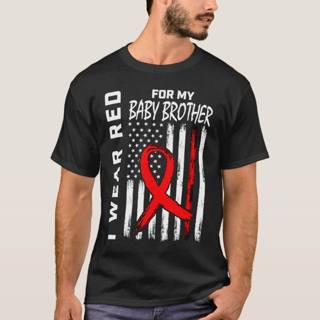 Camiseta Red Ribbon Baby Brother Heart Disease Awareness Fl (Anverso)