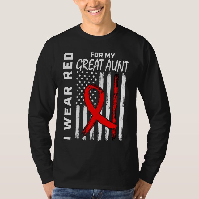 Camiseta Red Ribbon Great Aunt Heart Disease Awareness Amer (Anverso)