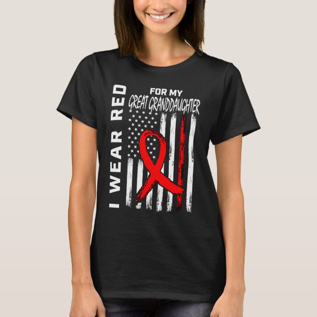 Camiseta Red Ribbon Great Granddaughter Heart Disease Aware (Anverso)