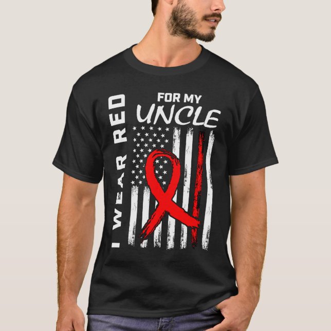 Camiseta Red Ribbon Uncle Heart Disease Awareness American  (Anverso)