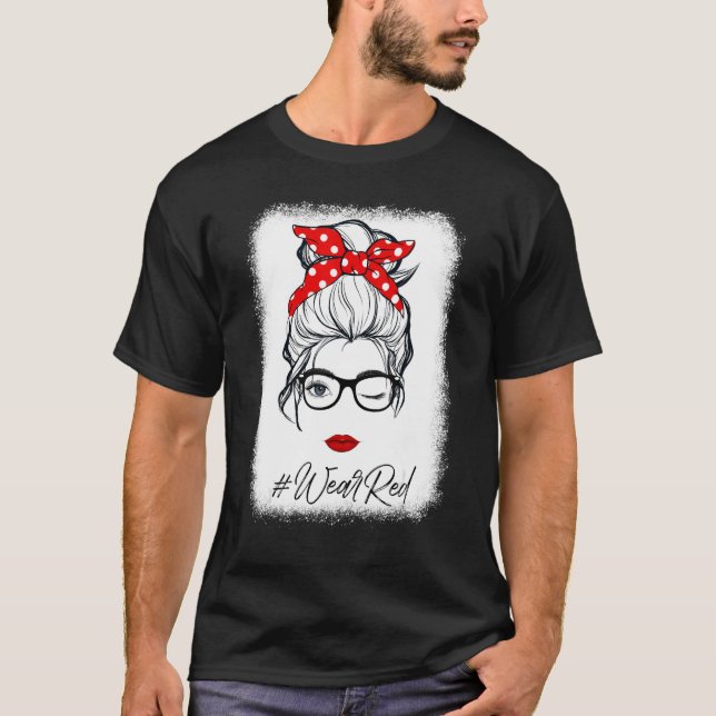 Camiseta Red Ribbon Week Wink Eye Messy Bun Glasses Just Sa (Anverso)