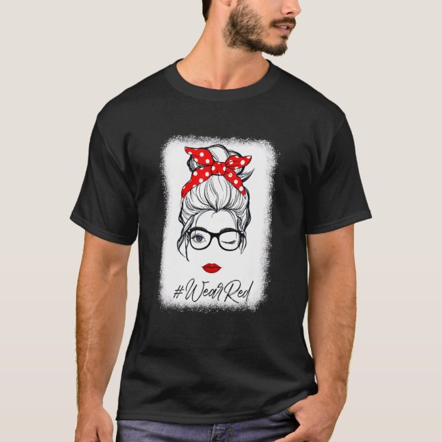 Camiseta Red Ribbon Week Wink Eye Messy Bun Glasses Just Sa (Anverso)