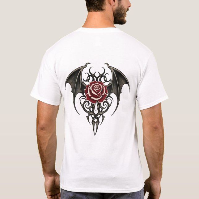 Camiseta Red Rose with Tribal Wings (Reverso)