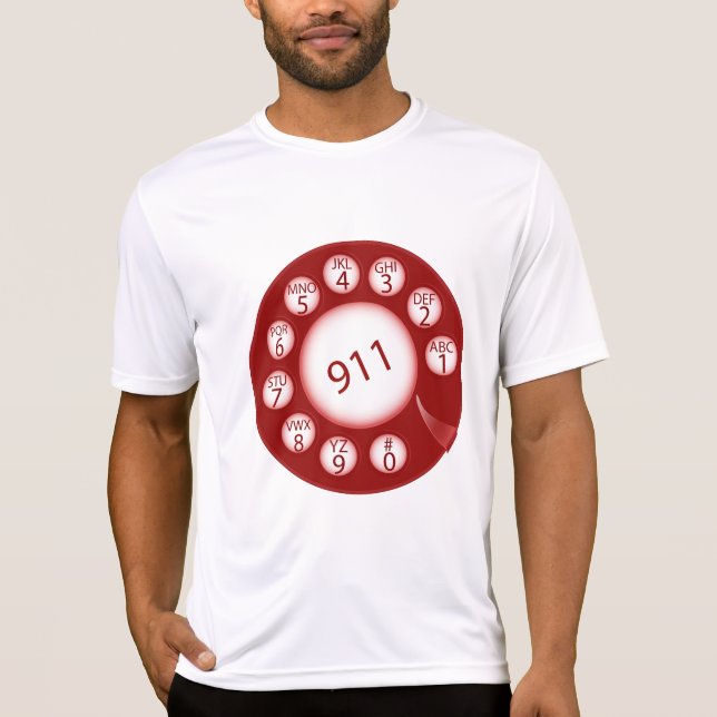 Camiseta Red Rotary Phone Dial 911 Emergency Number (Anverso)