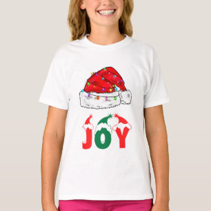 Camiseta Red Santa Hat y JOY Textos decorados