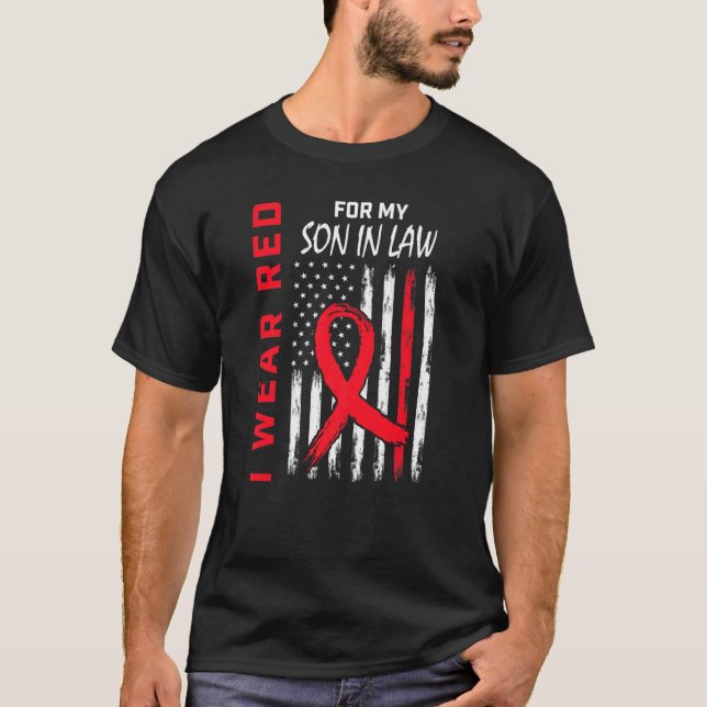Camiseta Red Son In Law Heart Disease Awareness Flag Matchi (Anverso)