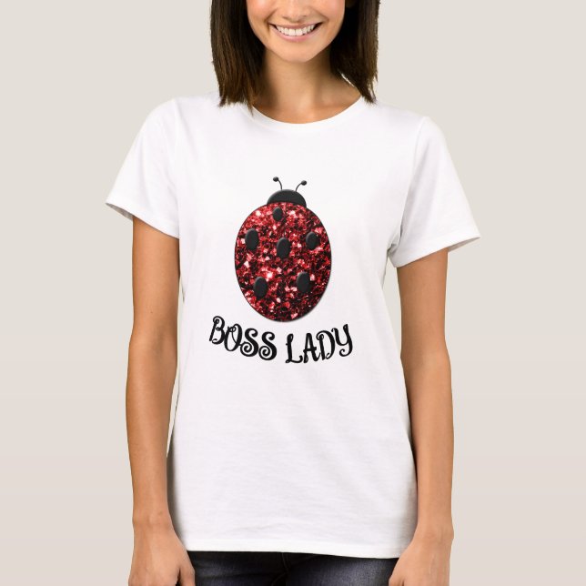Camiseta Red sparkly Ladybug BOSS LADY Personalize (Anverso)
