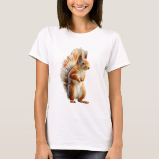 Camiseta Red Squirrel Watercolor Illustration Women
