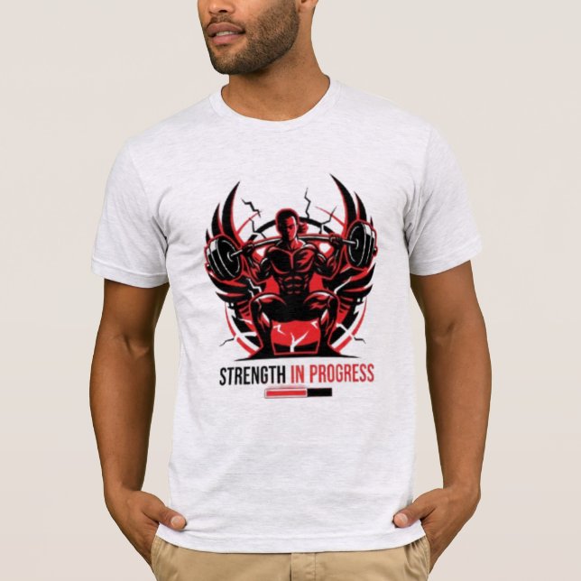 Camiseta Red Strength In Progress - Heavy Squat Gym Motivat (Anverso)
