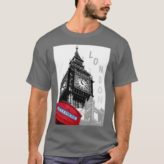 Camiseta Red Telephone Box London Big Ben Clock Tower (Anverso)