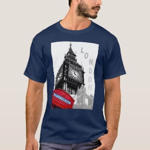 Camiseta Red Telephone Box London Big Ben Clock Tower T-Shi