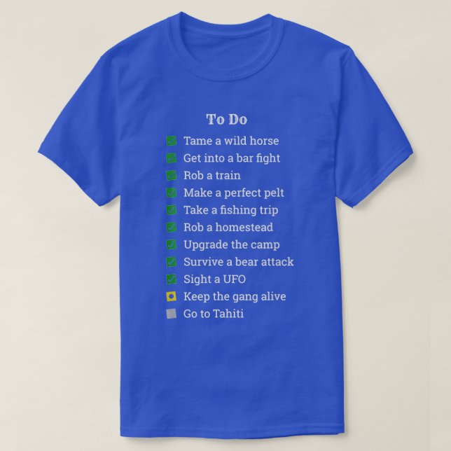 Camiseta Red To Do List Horse amp Cowboy Adventure Gamer (Diseño del anverso)