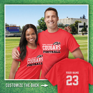 Camiseta Red Tomball Jr. High Cougars Nombre del fútbol #
