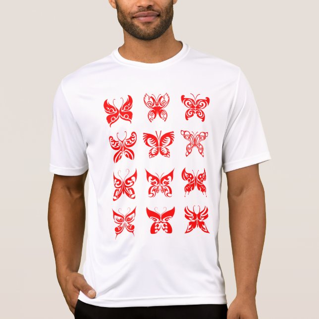 Camiseta Red Tribal Butterfly Ornamental (Anverso)