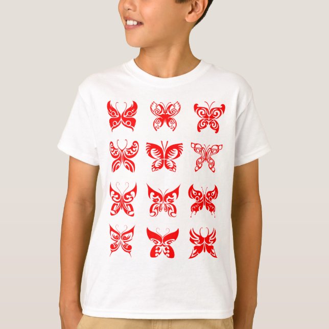 Camiseta Red Tribal Butterfly Ornamental (Anverso)