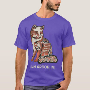 Camiseta Red Tribal Fox Ann Arbor Nativo American Artwork S