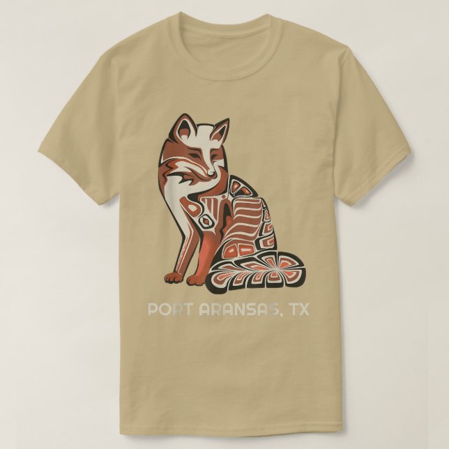 Camiseta Red Tribal Fox Aransas Nativo American Artwork Sty (Diseño del anverso)