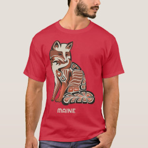 Camiseta Red Tribal Fox Maine Nativo American Artwork Style