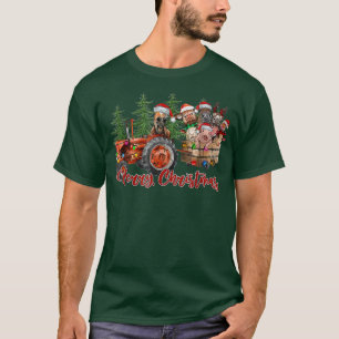 Camiseta Red Truck Farm Tractor Farm Animals Cow Pig Merry