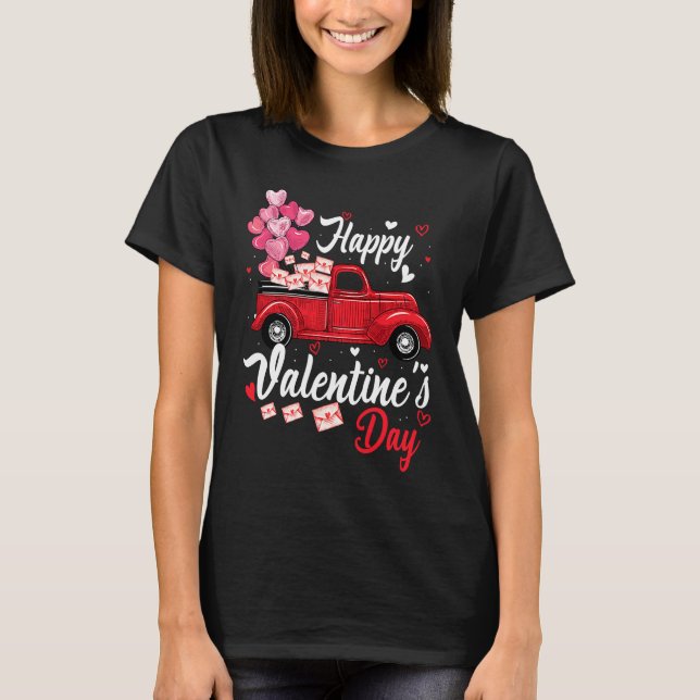 Camiseta Red Truck Happy Valentines Day  Couple Matching (Anverso)