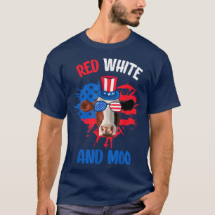 Camiseta Red White And Moo Patriotic Cow Farmer 4th Of July