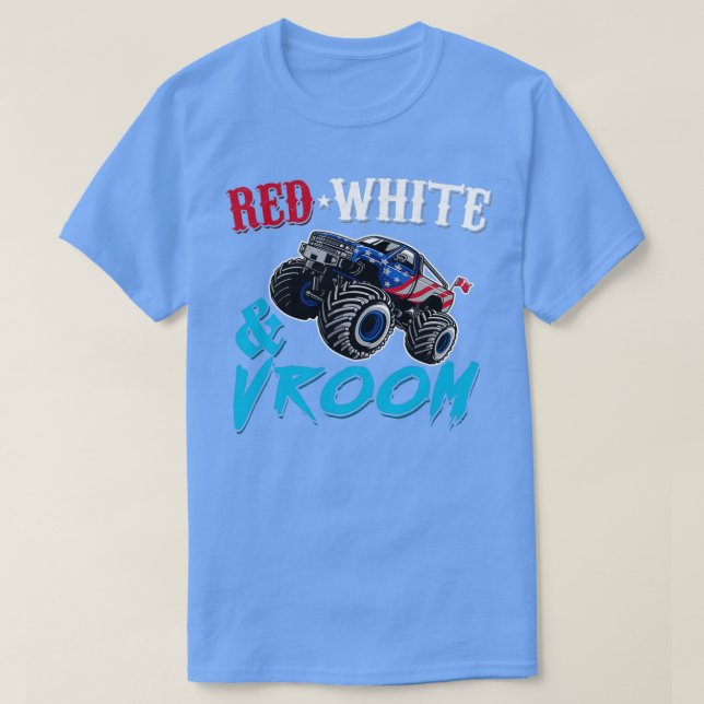 Camiseta Red White And Vroom Monster Truck American Flag Cl (Diseño del anverso)