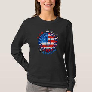 Camiseta Red White Bitcoin Patriótico 4 de Julio Criptocurr