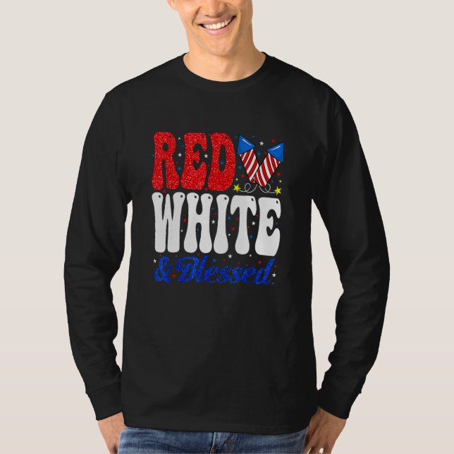 Camiseta Red White Blessed Funny 4th Of July Patriotic Boys (Anverso)
