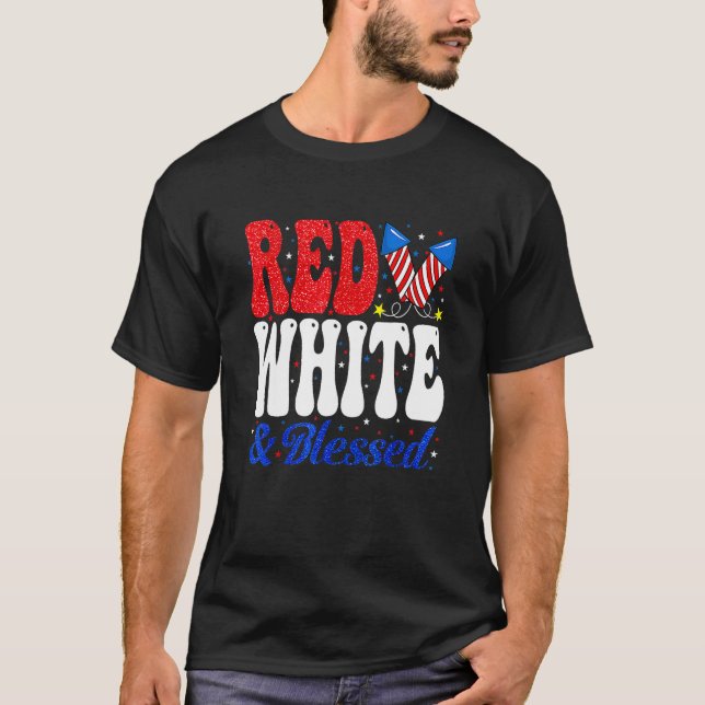 Camiseta Red White Blessed Funny 4th Of July Patriotic Boys (Anverso)