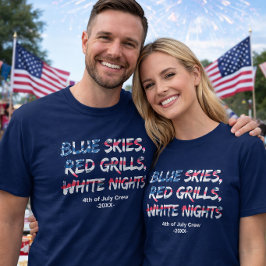 Camiseta Red White Blue Flag 4th of July Family Crew 