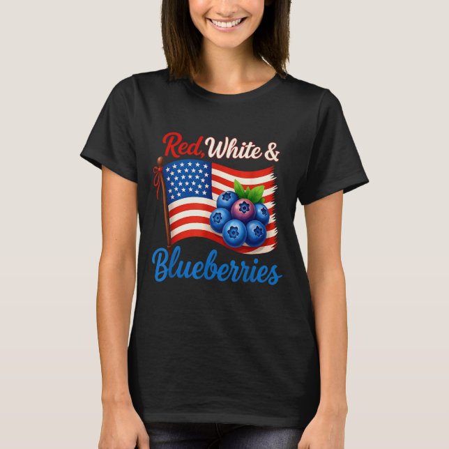 Camiseta Red White Blueberries Funny Patriotic Usa Flag Vin (Anverso)