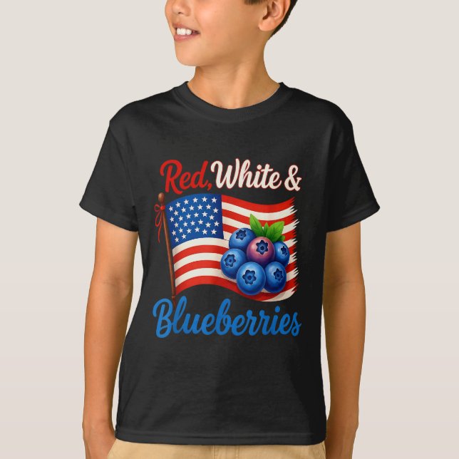 Camiseta Red White Blueberries Funny Patriotic Usa Flag Vin (Anverso)