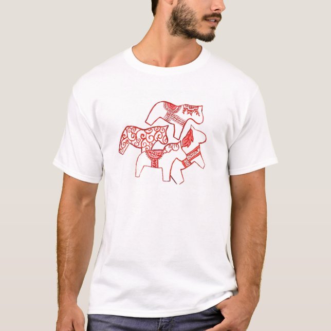 Camiseta Red White Dala Horses (Anverso)