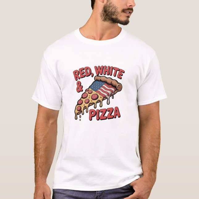 Camiseta Red, White & Pizza – Funny American Flag Pizza (Anverso)