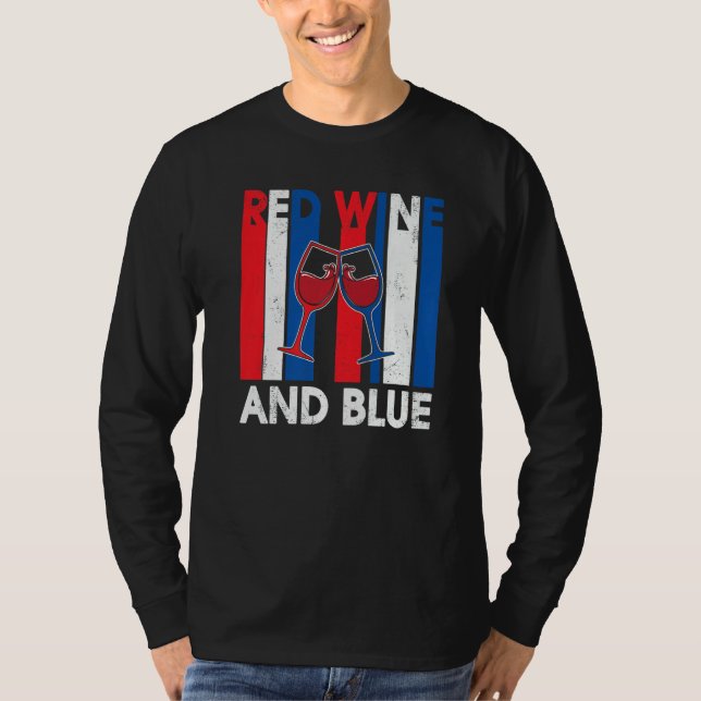 Camiseta Red Wine & Blue 4th of July wine Red White Blue Wi (Anverso)