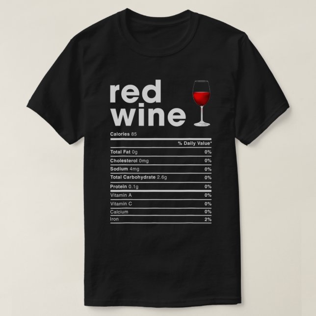 Camiseta Red Wine Nutrition Facts  (Diseño del anverso)