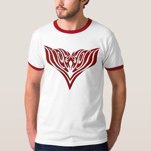 Camiseta Red Winged Bird Neo-Tribal Tattoo Art Design (Anverso)