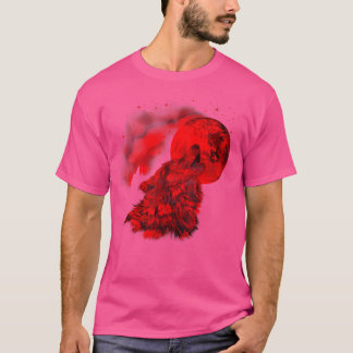 Camiseta Red Wolf Moon Howling Wolf Gothic