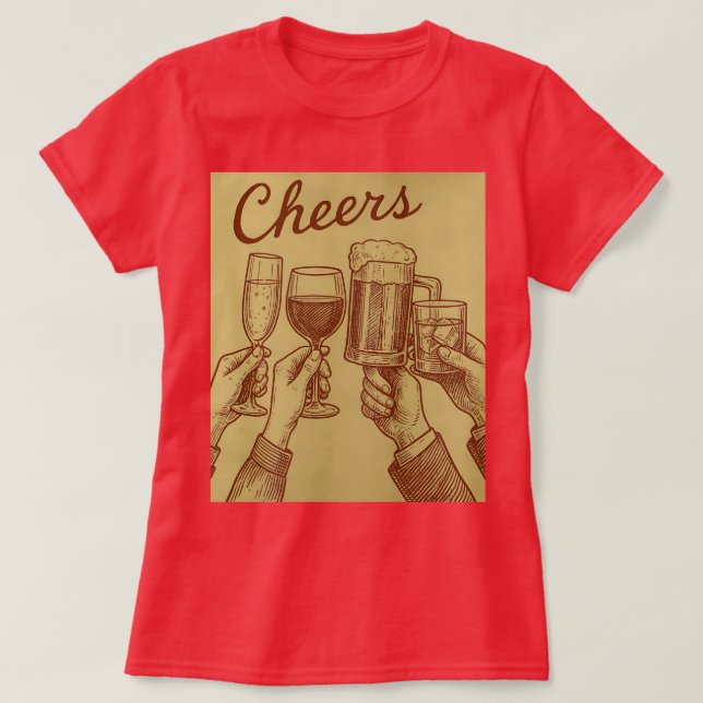 Camiseta Red Women's Cheers Drinks Toasting T-Shirt (Diseño del anverso)
