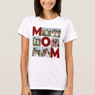 Camiseta Red y blanco 6 Collages de fotos de mamá mujeres