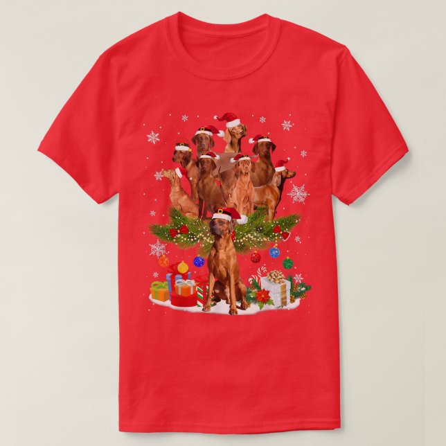 Camiseta Redbone Coonhound Christmas Tree Lights Funny Dog  (Diseño del anverso)